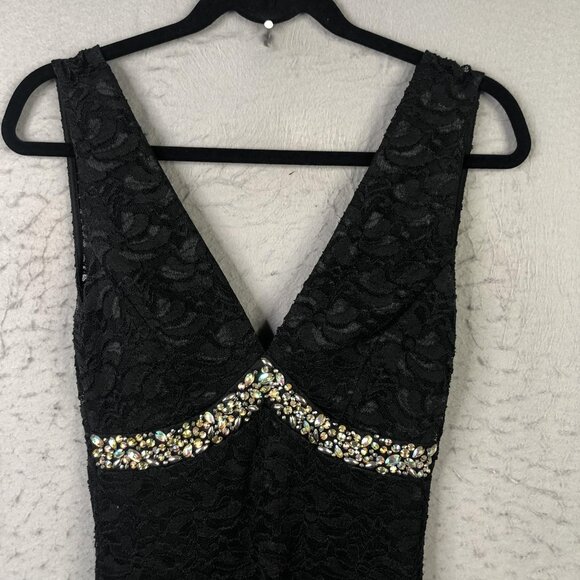 La Scala Dress Womens Large Lace Maxi Evening Gown Beaded Formal Babydoll Y2K - Picture 7 of 13